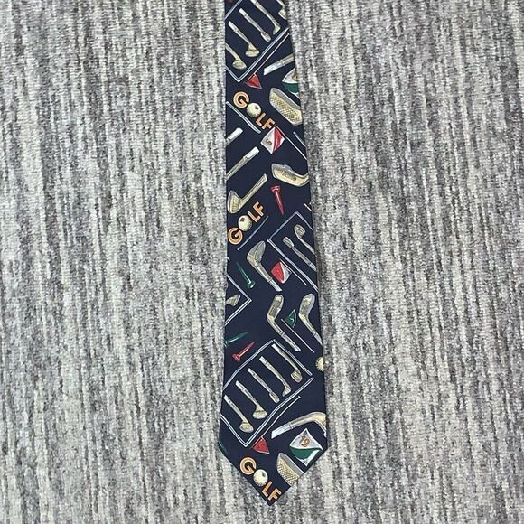 Chaps Ralph Lauren Mens Golf Motif Neck Tie Tees‎ Balls Golfer Caddy Multicolor - Picture 1 of 6